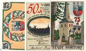 Seriennotgeld Deutschland Notgeld Nortorf 3 Scheine kompl. Notgeld Stadt Nortorf , Schleswig Holstein , vollständiger Satz mit 3 Scheinen in kassenfrischer Erhaltung , Seriennotgeld , 989 -