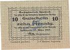 Notgeld De 10 Pf. Sparneck , Notgeld 10 Pfennig Schein in kfr. Tieste 7005.05.05 , Bayern von 1917 -