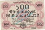 Großnotgeld Inflation 500 Mio. Mk. Apolda , Notgeld 500 Millionen Mark Schein in f-kfr. Keller 121.b Thüringen 1923 -
