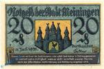 Serienscheine DE 20 Pf. Notgeld Meiningen , 20 Pfennig Schein in kfr. Mehl Grabowski 877.3 , von 1921 , -