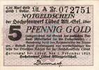 Wertbeständig 5 Gold Pf. Herrenwyk , Notgeld 5 Gold Pfennig Schein in kfr. Müller 2500.1 , SH von 1923 -