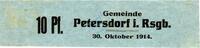 Notgeld 1914/15 10 Pf. Petersdorf , Notgeld 10 Pfennig -Stpl- f-kfr. Diessner 286.b , Schlesien 1914 No -