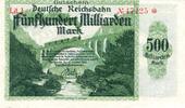 Inflation 1923 DE 500 Mia. Mk. Karlsruhe , Banknote 500 Milliarden Mark Schein unc-kfr. Keller 2583.g , Baden -