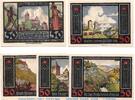 Serienscheine DE 5 Scheine kpl. Kösen , Notgeld Rudelsburg Set mit 5 Scheinen in kfr. M/G 1143.1 , o.D. -