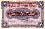 Inflation 1923 DE 1 Mio. Mk. Hörde , Banknote 1 Million Mark gbr. Müller 2135.W2 , Westfalen 1922 Inflation -