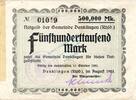 Inflation 1923 DE 500.000 Mk. Denklingen , Banknote 500.000 Mark gbr. Keller 980.a , Rheinland 1923 Inflation -