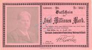 Inflation 1923 DE 5 Mio. Mk. Kösen , Banknote 5 Millionen Mark Schein unc-kfr. Keller 2778 prov. Sachsen 1923 -