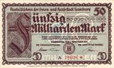 Inflation 1923 DE 50 Mia. Mk. Hamburg , Notgeld 50 Milliarden Mark Schein in L-gbr. Keller 2209.v Hamburg 1923 -