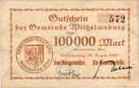 Inflation 1923 DE 100.000 Mk. Wilhelmsburg , Banknote 100.000 Mark Schein in gbr. Keller 5626.a , NDS / HH -