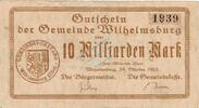 Inflation 1923 DE 10 Mia. Mk. Wilhelmsburg , Banknote 10 Milliarden Mark Schein in gbr. Keller 5626.b , NDS/HH -