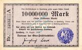 Inflation 1923 DE 10 Mio. Mk. Hamburg , Banknote 10 Millionen Mark Schein L-gbr. Keller 2130.a , Hamburg 1923 -