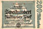 Inflation 1923 DE 200 Mia. Mk. Hamburg , Notgeld 200 Milliarden Mark Schein in gbr-. Keller 2209.w Hamburg 1923 -