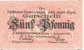 Kleingeld 1914-1922 5 Pf. 1917 Emmendingen , Notgeld 5 Pfennig Schein un... 1.99 £  +  7.79 £ shipping