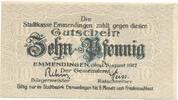 Kleingeld 1914-1922 10 Pf. 1917 Emmendingen , Notgeld 10 Pfennig Schein ... 4.85 £  +  7.79 £ shipping
