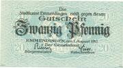 Kleingeld 1914-1922 20 Pf. 1917 Emmendingen , Notgeld 20 Pfennig Schein ... 1.99 £  +  7.79 £ shipping