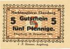 Kleingeld 1914-1922 5 Pf. 1916 Ebersberg , Notgeld 5 Pfennig Schein unc-... 2.95 £  +  7.79 £ shipping