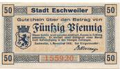 Kleingeld 1914-1922 DE 50 Pf. 1918 Eschweiler , Notgeld 50 Pfennig Schei... 2.95 £  +  7.79 £ shipping