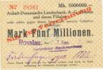 Inflation 1923 DE 5 Mio. Mk. 1923 Dessau , Banknote 5 Millionen Mark Sch... 69.36 £  +  21.67 £ shipping