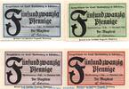 Serienscheine DE 4 Scheine kpl. 4 x Notgeld der Stadt Waldenburg 1371.9 , Set mit 4 Scheinen in kfr. -