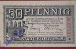 Notgeld Notgeld Burg b. Magdeburg , Sachsen Anhalt , vollständiger Satz mit 1 Schein 50 Pfennig , Verkehrsausgabe , Grabowski B104.1 b , -