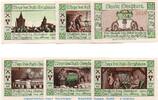 Notgeld DE 6 Scheine kpl. Notgeld Staßfurt , Set mit 6 Scheinen , leuchtend grün , Mehl Grabowski 1256.1 a , von 1921 , Sachsen Anhalt Serien Notgeld -