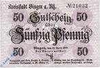 Notgeld Notgeld Bingen , 50 Pfennig Schein , mit Zier , Tieste 0630.05.05 , von 1917 , Hessen Verkehrsausgabe -