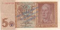 Drittes Reich 5 Mk. Reichsbanknote , 5 Mark Schein Kn 7-stellig , l-gbr , DEU-220 a , Rosenberg 179 , P 186 , 01.08.1942 , Drittes Reich -