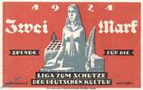 Serienscheine DE 2 Mk. Liga zum Schutz der deutschen Kultur Glauchau , 2 Mark Schein in kfr. -