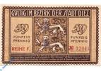 Notgeld Notgeld Diez , 50 Pfennig Schein mit Signatur , Tieste 1375.05.12 , von 1917 , Hessen Verkehrsausgabe -