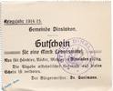 Notgeld Notgeld Dinslaken , 1 Mark Schein in f-kfr. Dießner 83.2.a , von 1914 , Rheinland Notgeld von 1914 1915 -