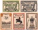 Notgeld De 5 Scheine kpl. Delbrück , Notgeld Set mit 5 Scheinen in kfr. M/G 261.1 , Westfalen 1921 -