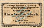 Notgeld DE 1/2 Mk. -MUSTERSCHEIN- Augsburg , Notgeld 1 halbe Mark --Musterschein-- in kfr. Tieste 0260.130.35.M -
