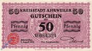 Notgeld Notgeld Ahrweiler , 50 Pfennig Schein , Tieste 0001.10.02 - 06 , von 1918 , Rheinland Verkehrsausgabe -