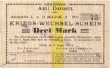deutsches Notgeld 1914/1915 3 Mark Schein Amt Datteln , 3 Mark Schein in gbr. Dießner 74.4.a , mit Drfa -