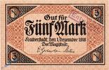 Großnotgeld 1918 5 Mk. Banknote Halberstadt , 5 Mark Schein in in kfr. E , Geiger 209.01 -