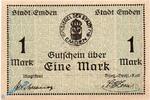DE 1 Mk. Banknote Stadt Emden , 1 Mark Schein in kfr. Geiger 131.01.b -