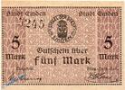 DE 5 Mk. Banknote Stadt Emden , 5 Mark Schein in kfr. Geiger 131.02-04 , o.D. - 1919 NDS -