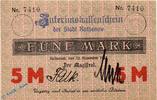 Großnotgeld Deutschland 5 Mark Schein Stadt Rathenow , 5 Mark Schein in kfr. Geiger 437.01 -