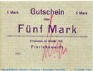 DE 5 Mk. Notgeld Frerichswerft in Einswarden , 5 Mark Schein in kfr.E , Geiger 120.03 -