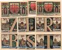 Notgeld DE 9 Scheine kpl. Zerbst , Notgeld Set mit 9 Scheinen in kfr. M/G 1469.2 , von 1921 , SA -