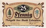 Notgeld DE 25 Pf. Notgeld der Stadt Lehesten , 25 Pfennig Schein in kfr. Tieste 3970.05.15 -