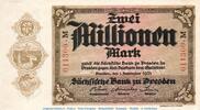 Länderbank Sachsen 2 Mio. Mk. Länderbanknote , 2 Millionen Mark Schein in kfr. SAX-20, Ros.758, S.963 -