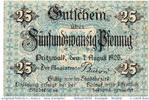 Notgeld Deutschland 25 Pfennig Schein Notgeld der Stadt Pritzwalk , 25 Pfennig Schein in kfr. Tieste 5775.05.05 -
