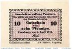 Notgeld Deutschland 10 Pfennig Schein Notgeld Penzberg , helle Kreuze , 10 Pfennig Schein in kfr. Tieste 5560.05.21 -