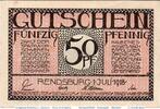 DE 50 Pf. Notgeld Stadt Rendsburg 6025.05.16 , 50 Pfennig -Wz ZickZack- in kfr. von 1918 -