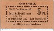 Kleingeld 1914-1922 5 Pf. Notgeld der Stadt Santomischel 6425.05.30 , 5 Pfennig Schein in kfr. o.D. -