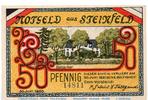 Seriennotgeld Deutschland 50 Pfennig FEHLDRUCK No Notgeld Gemeinde Steinfeld 1262.1 , 50 Pfennig Schein , Fehldruck No , in kfr. -