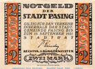 Seriennotgeld Deutschland Notgeld Pasing 2 Mark Notgeld der Stadt Pasing 1050.3.a , 2 Mark Schein in kfr. weiß und rauh -