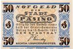 Notgeld DE 50 Pf. Notgeld der Stadt Pasing 1050.3.a , 50 Pfennig Schein in kfr. weiß und rauh -