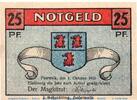 Serienscheine DE 25 Pf. Pasewalk Notgeld M/G 1049.1 , 25 Pfennig Schein in kfr. von 1921 -